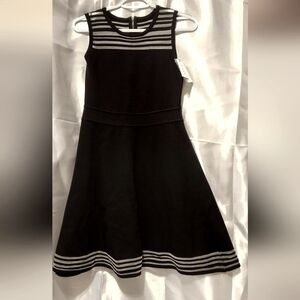 MILLY Invisible stripe flair dress S blk